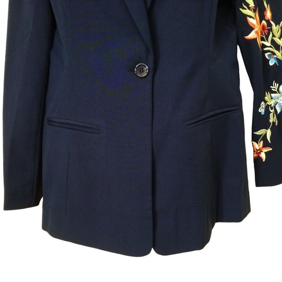Vintage Y2K Blazer Chadwicks of Boston Floral Embroidered Ladies-8(M) Navy - Picture 3 of 12